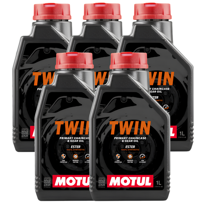 Motul Twin Primary & Chain Case Oil 10W-40 100% Synthetic Ester 1L Pack of 5