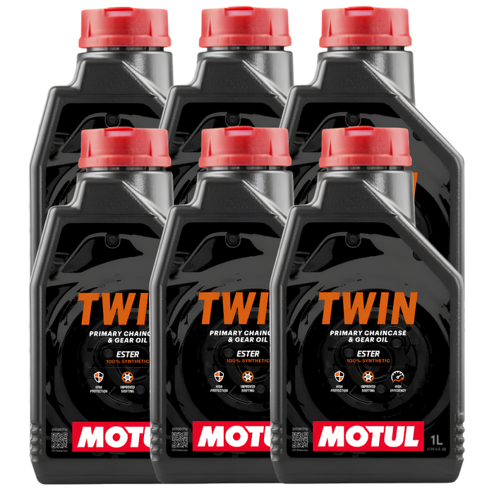 Motul Twin Primary & Chain Case Oil 10W-40 100% Synthetic Ester 1L Pack of 6