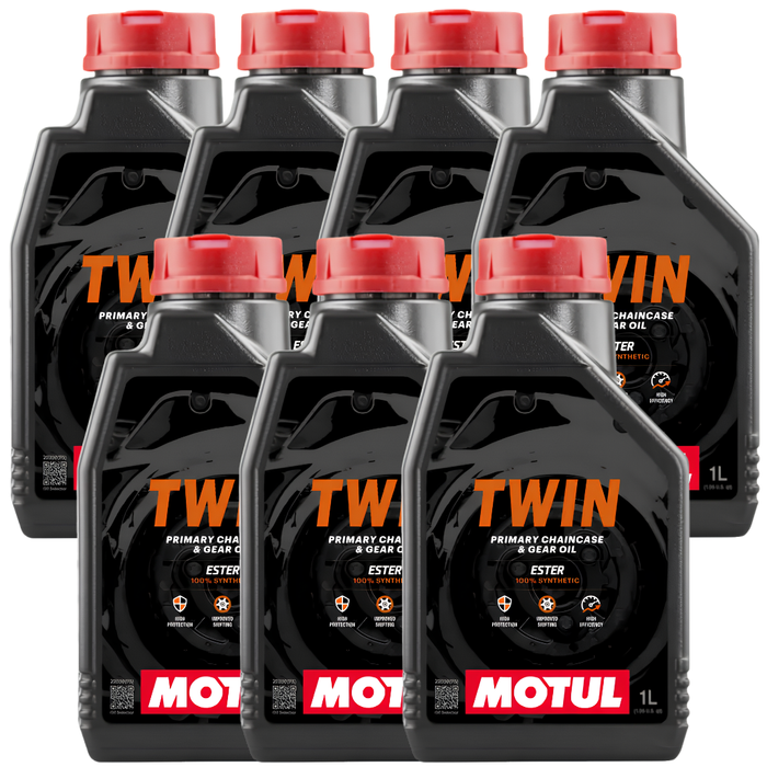 Motul Twin Primary & Chain Case Oil 10W-40 100% Synthetic Ester 1L Pack of 7