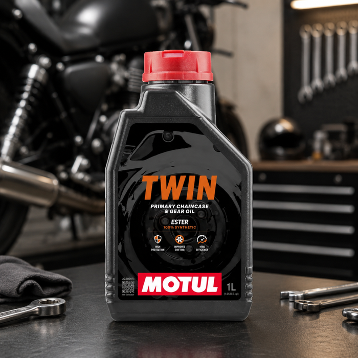 Motul Twin Primary & Chain Case Oil 10W-40 100% Synthetic Ester 1L Pack of 8