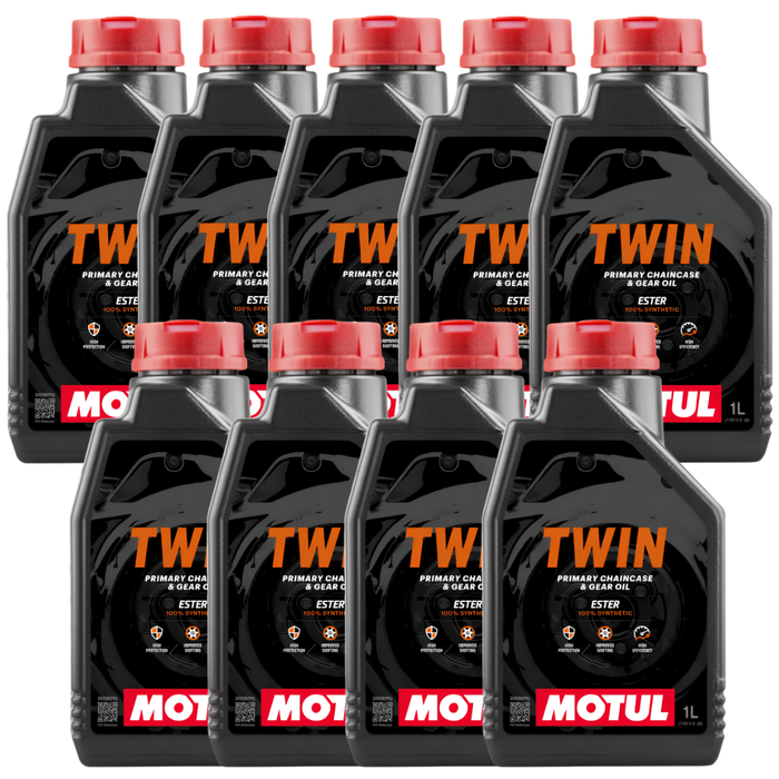 Motul Twin Primary & Chain Case Oil 10W-40 100% Synthetic Ester 1L Pack of 9