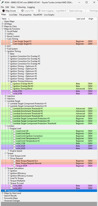 Technical software interface with various settings and options on a computer screen