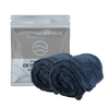 Pristinewerks Two blue microfiber towels with a blue Pristinewerks packaging on a white background