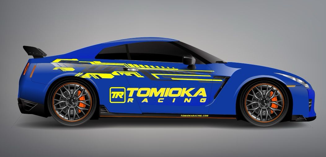 Tomioka Racing Car Decal Set (4 pcs) includes 2 x design 90"x15", and 2 x Tomioka Racing Logo 30"x8" Fits Subaru WRX 2023