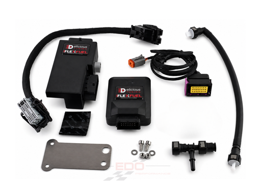 Delicious Tuning FlexFuel system components on a white background