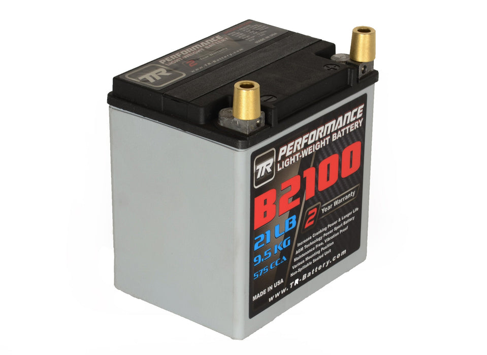 TR-B2100 21LBS AGM Lightweight Battery Street Use Race Use Track Use Universal Fit with Battery Tender (Optional)