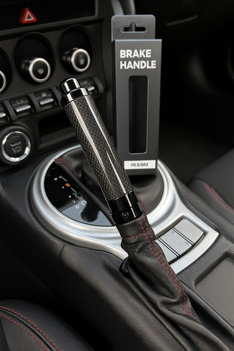 brake handle on car with black box package