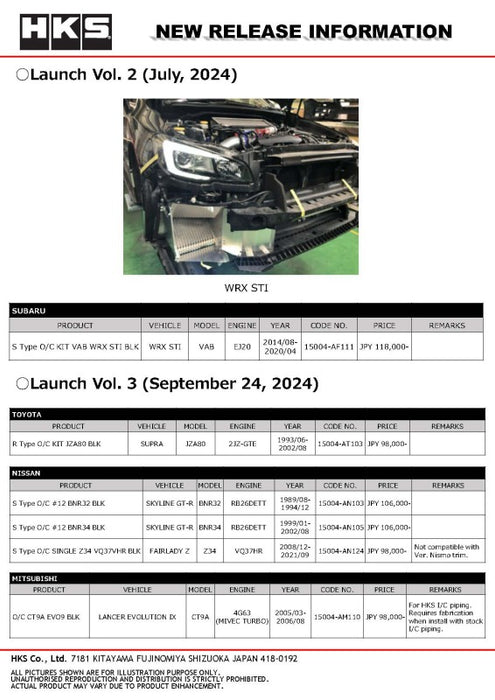 HKS S Type O/C KIT No.12 BNR34 BLK
