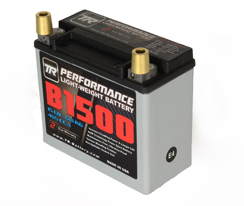 TR-B1500 15LBS AGM Lightweight Battery Street Use, Race Use, Track Use Universal Fit with Battery Tender (Optional)