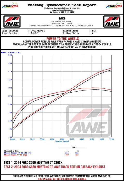AWE 2024 Ford Mustang GT Fastback S650 RWD SwitchPath Cat-Back Exhaust w/ Quad Diamond Black Tips