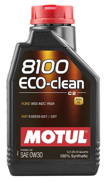 Motul Synthetic Engine Oil 8100 Eco-Clean 0W30 1L & 5L (Acea C2/API SM/ST.JLR)