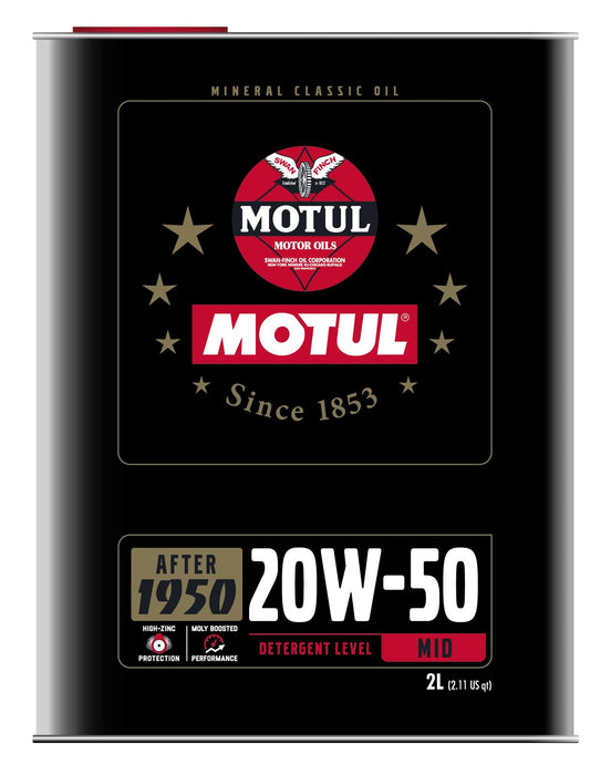 Motul Classic Performance 20W50 Zinc-level High Performance Mineral Engine Oil 110621 2L