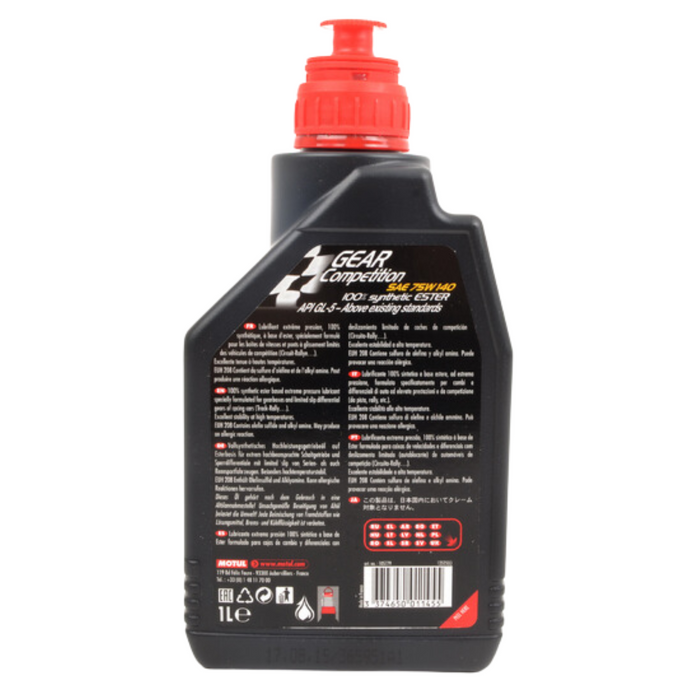 Motul 105779 Gear Competition 75W140 100% Synthetic Gear Oil - 1 Motul 105779 Gear Competition 75W140 100% Synthetic Gear Oil - 1