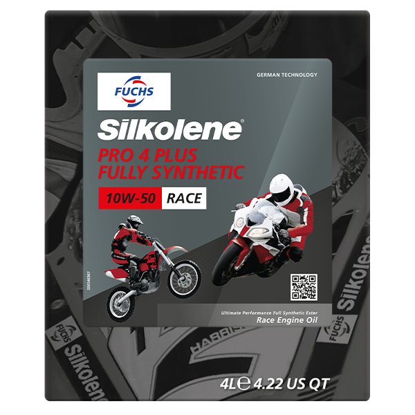Silkolene PRO 4 PLUS 10W-50 Fully Synthetic Racing Oil, 4 Liter Lube Cube, front view