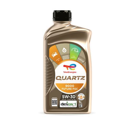 TotalEnergies Quartz 9000 Future FGC 5W-30 synthetic motor oil, 1-liter bottle, current manufacturer front label, part 228510