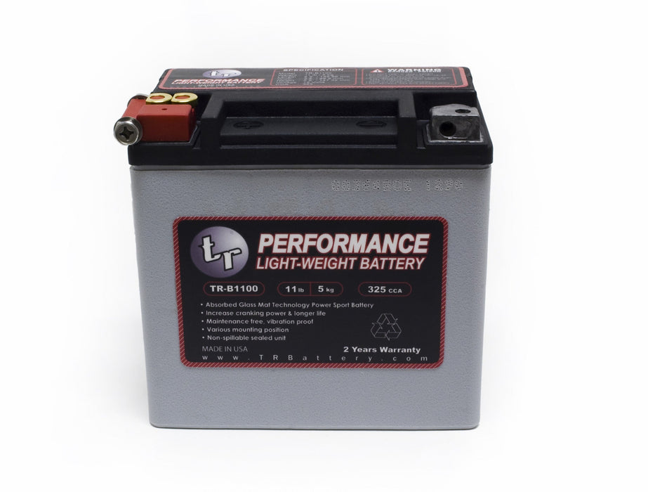 TR-B1100 11LBS AGM Lightweight Battery Street Use, Race Use, Track Use Universal Fit with Battery Tender (Optional)