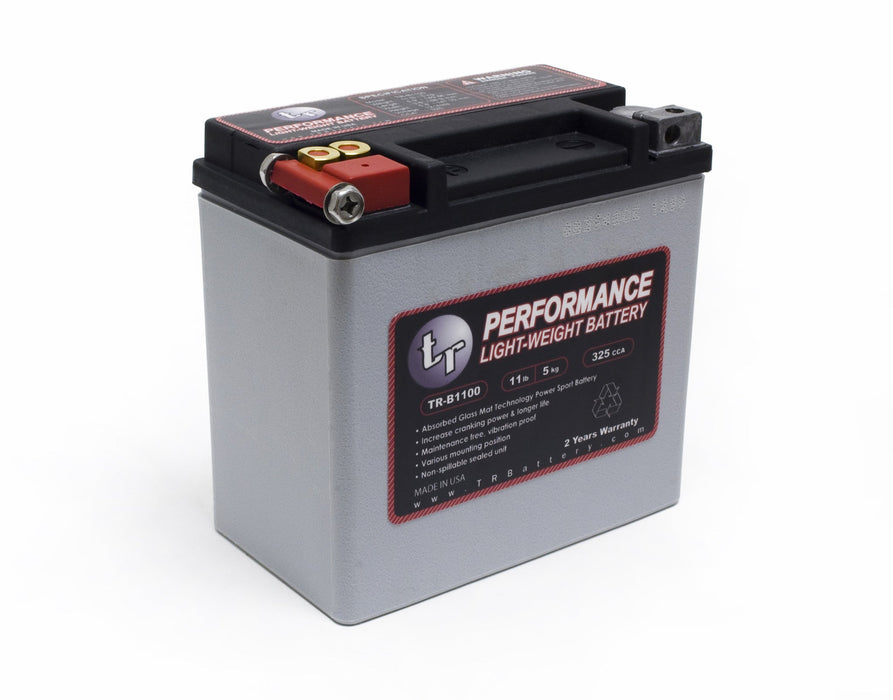 TR-B1100 11LBS AGM Lightweight Battery Street Use, Race Use, Track Use Universal Fit with Battery Tender (Optional)