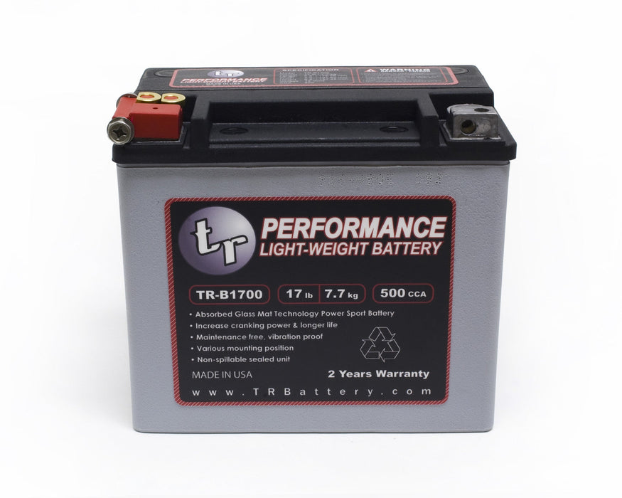 TR-B1700 17LBS AGM Lightweight Battery Street Use Race Use Track Use Universal Fit with Battery Tender (Optional)