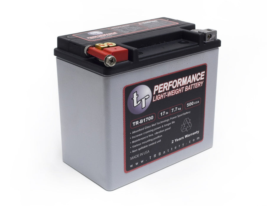 TR-B1700 17LBS AGM Lightweight Battery Street Use Race Use Track Use Universal Fit with Battery Tender (Optional)