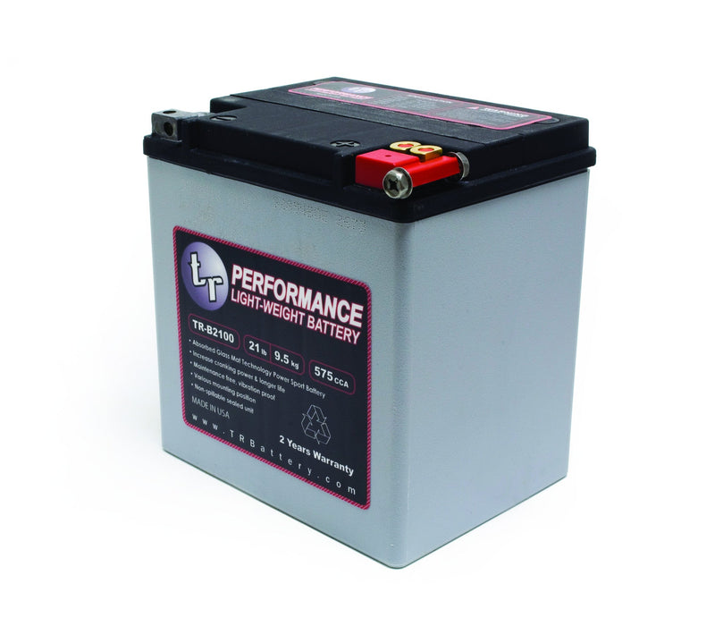 TR-B2100 21LBS AGM Lightweight Battery Street Use Race Use Track Use Universal Fit with Battery Tender (Optional)