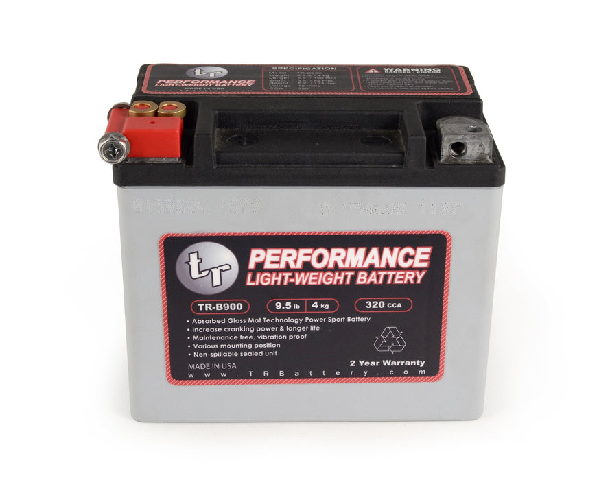 TR-B900 9LBS AGM Lightweight Battery Street Use Track Use Race Use Universal Fit with CTEK Battery Tender (Optional)