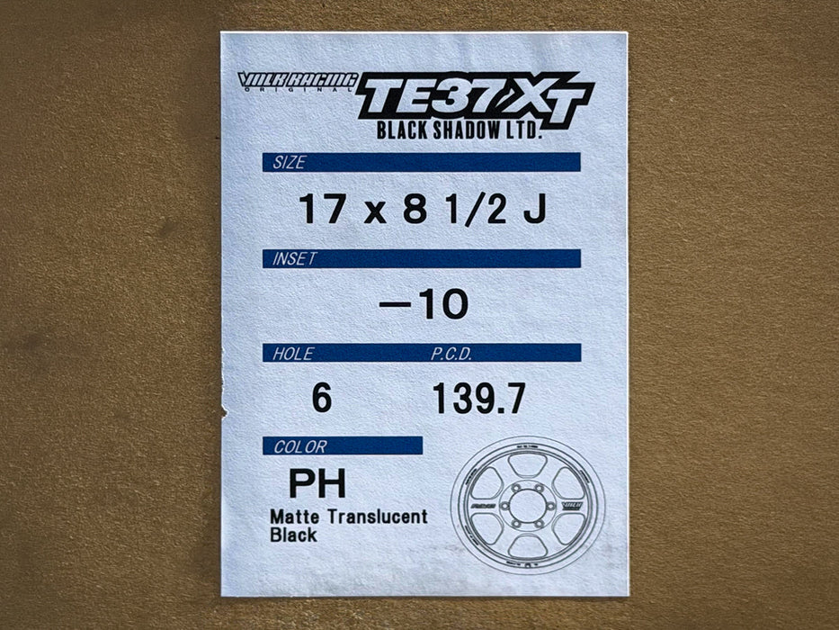Volk Racing TE37XT Black Shadow LTD 17x8.5 -10 6x139.7 Matte Translucent Black - 6-Lug Toyota / Lexus Truck (Set of 4)