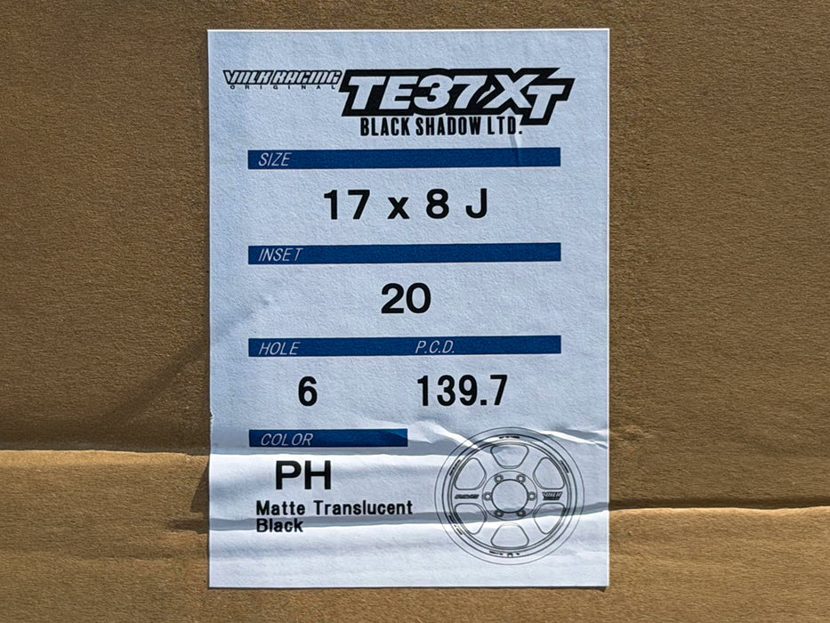 Volk Racing TE37XT Black Shadow LTD 17x8 +20 6x139.7 Matte Translucent Black - 6-Lug Toyota / Lexus Truck (Set of 4)
