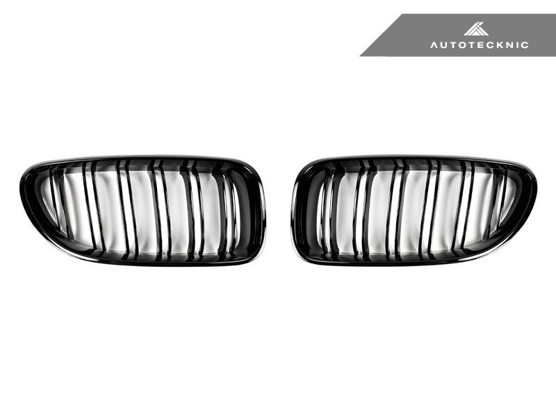 AutoTecknic Replacement Dual-Slats Stealth Black Front Grilles - F06 Gran Coupe / F12 Coupe / F13 Cabrio | 6 Series & M6