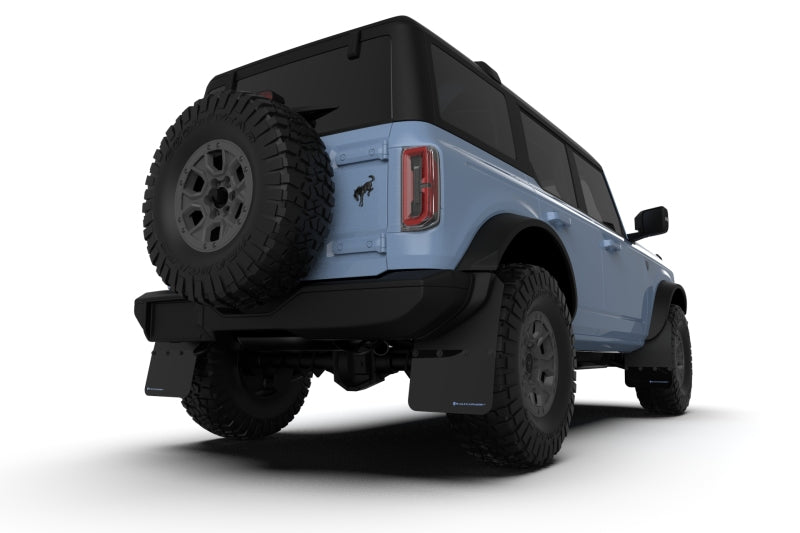 Rally Armor 21-25 Ford Bronco (Steel Bmpr - NO Rptr/Sprt - NO RR/RB) Blk Mud Flap w/Met. Blk Logo