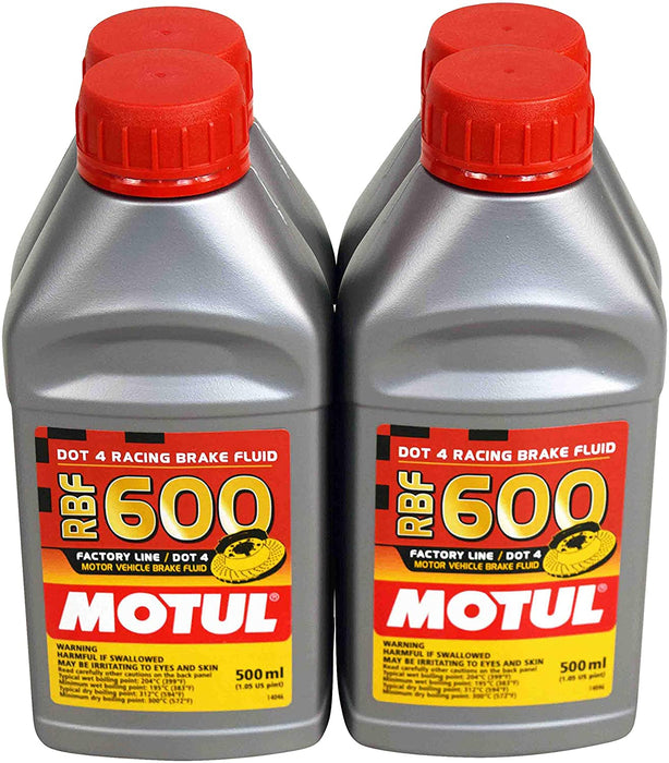 Motul (4 Pack) 100949 8068HL RBF 600 Factory Line Dot-4 100 Percent Synthetic Racing Brake Fluid - 500 ml