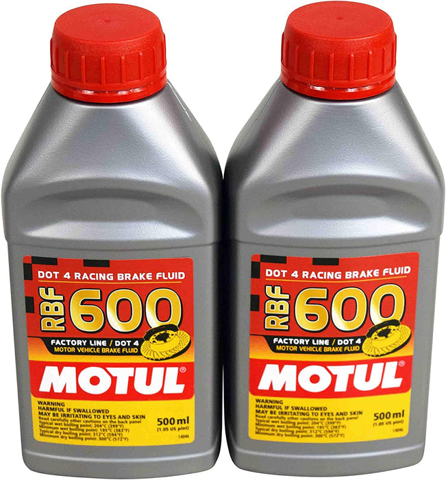 Motul (2 Pack) 100949 8068HL RBF 600 Factory Line Dot-4 100 Percent Synthetic Racing Brake Fluid - 500 ml