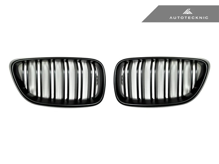 AutoTecknic Replacement Dual-Slats Stealth Black Front Grilles - F22 2-Series