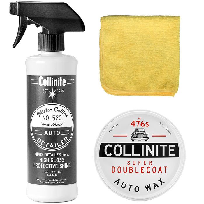 Collinite 520 Quick Detailer and 476S Super Double Coat Auto Wax and Towel Combo