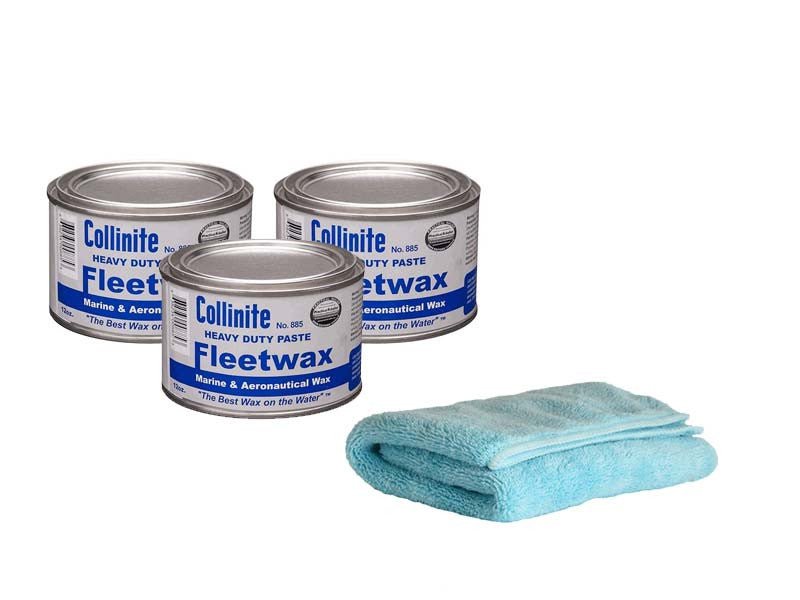 Collinite 885 Heavy Duty Fleetwax Paste (36oz 3 Pack) with Microfiber Towel