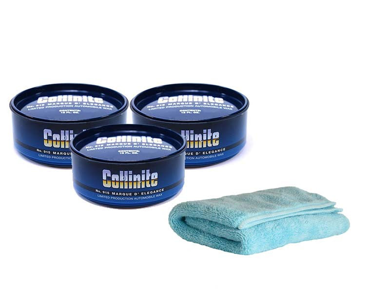 Collinite 915 Marque D'Elegance Automotive Wax (36oz 3 Pack) with Microfiber Towel
