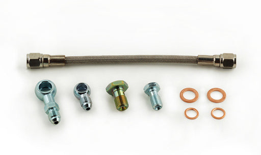 Tomioka Racing TR Stainless Steel Oil Feed Line Kit (20cm) for Subaru EJ20/EJ2 Turbocharger MHITF035HM, TD04L, TD05H/ IHI RHF55, RHF5HB