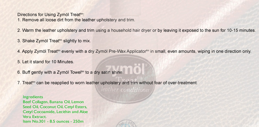 Zymol Treat Leather Conditioner 8.5oz