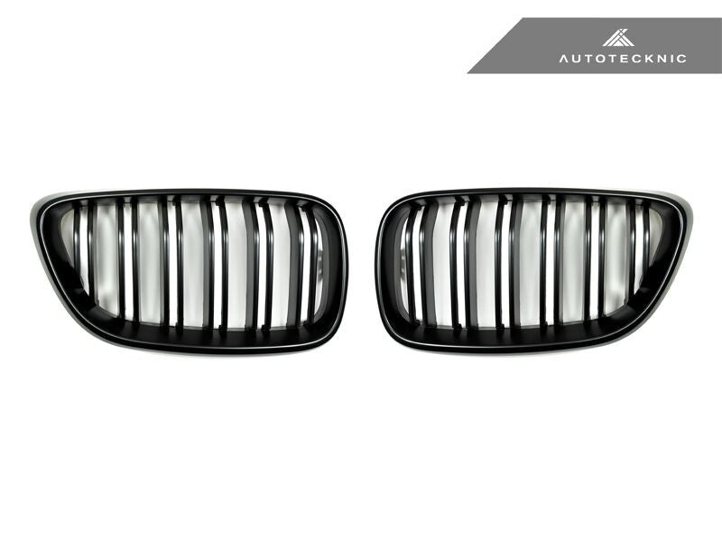 AutoTecknic Replacement Dual-Slats Stealth Black Front Grilles - F20 1-Series
