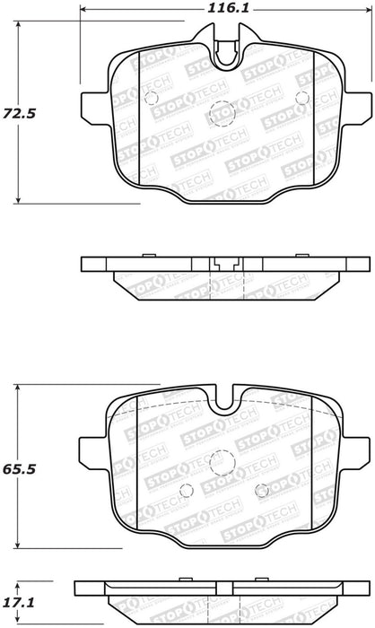 StopTech 11-17 BMW 530i Street Brake Pads w/Shims & Hardware - Rear