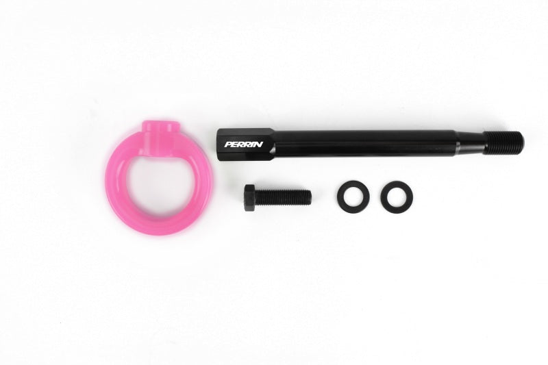 PERRIN 08-14 Subaru WRX & STI / 08-11 Impreza / 05-09 Legacy Tow Hook Kit (Front) - Hyper Pink