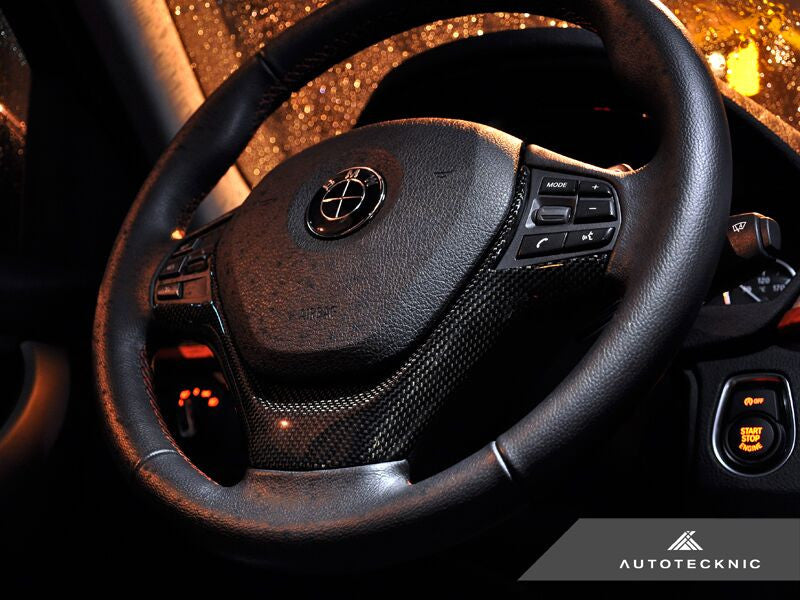 AutoTecknic Carbon Fiber Steering Wheel Trim - F20/ F21 1-Series | F22 2-Series | F30/ F31 3-Series Sport Wheel (Doesn't fit 320i & M-Sport equipped models)